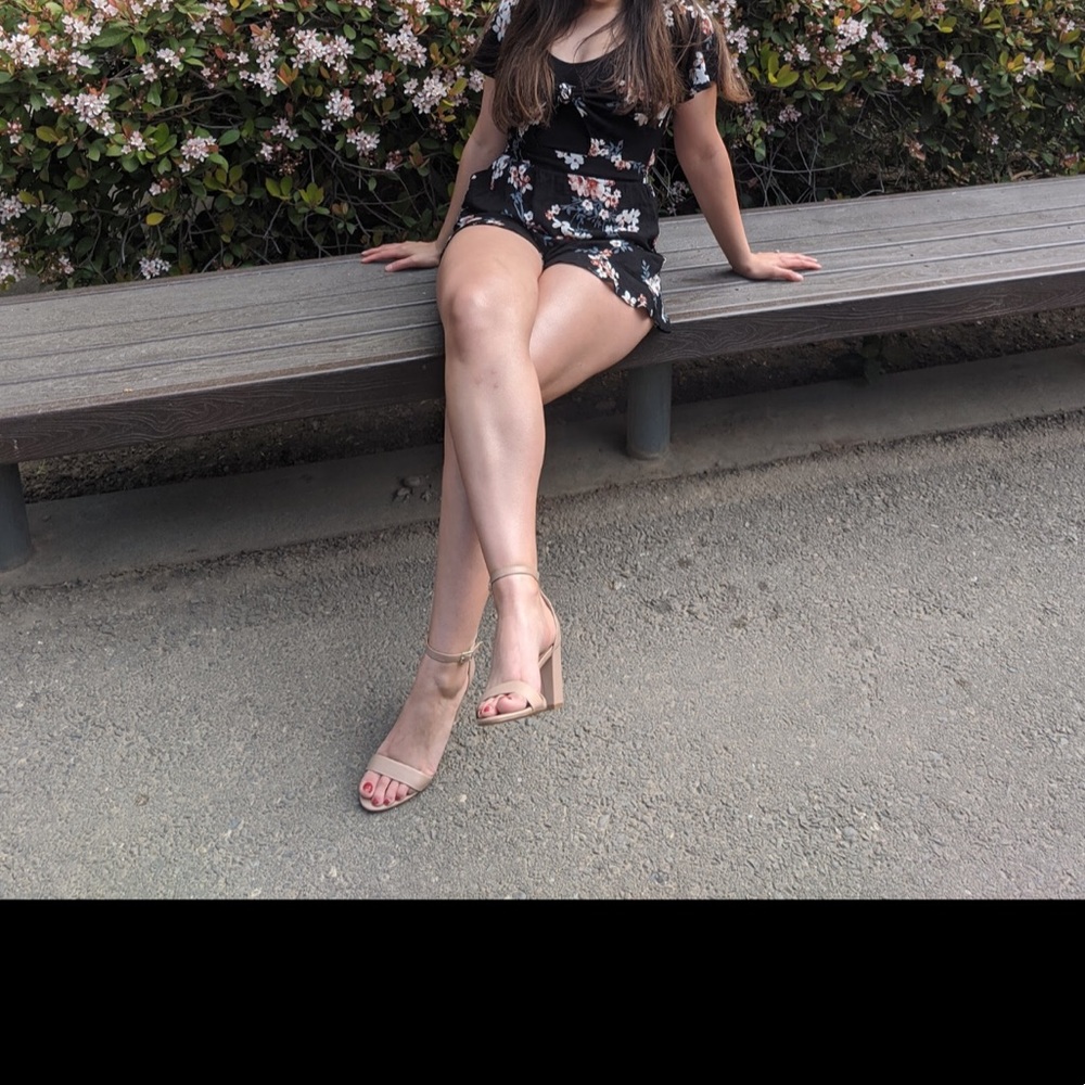 American Eagle Black Romper with flowers